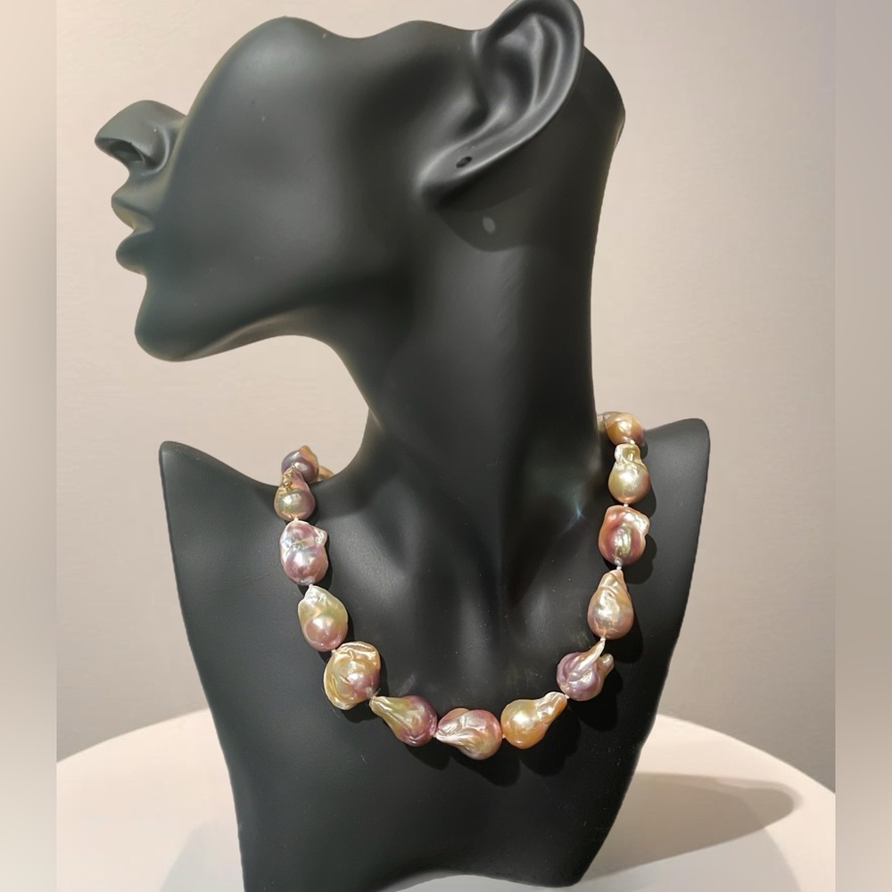 Irregular Genuine Natural Large Baroque FreshWater Pearl Choker Chunky 16”